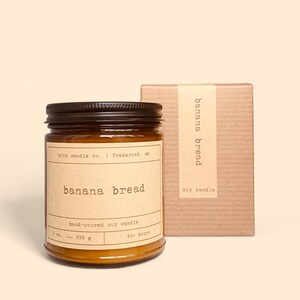 Banana Bread Soy Candle: Banana, Walnut, Cinnamon, Vanilla Scent image 3