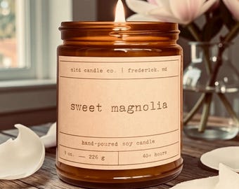 Sweet Magnolia Soy Candle: Magnolia Blossom Scent