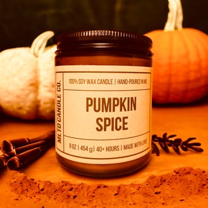 Pumpkin Spice Soy Wax Candle | Hand-Poured | Small Batches | Scented Candle