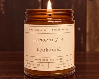 Mahogany + Teakwood Soy Candle | Mahogany, Oak, Light Musk Scent