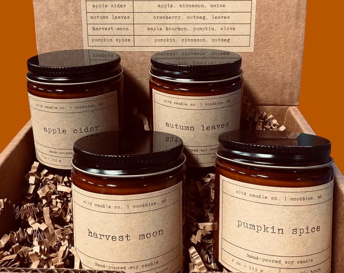 Fall Candle Sampler | Set of 4 Mini Autumn Soy Candles