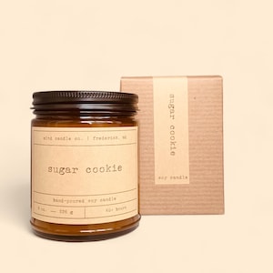 Sugar Cookie Soy Wax Candle | Amber Jar Fresh Baked Cookies Scented | Hand-Poured | Small Batch | Vegan NonToxic Ecofriendly | Cookie Candle