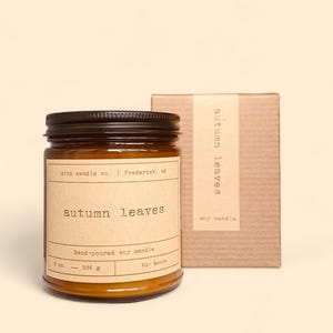 Autumn Leaves Soy Candle | Crisp Autumn Air Scented Candle | Cranberry, Pumpkin, Nutmeg Fall Scented Candle | Small Batch | Vegan, Non-Toxic