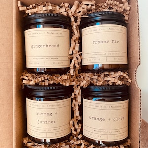 Holiday Candle Sampler Pack | Christmas Scented Soy Candles | Winter Candles | Candle Set Christmas Gift | Handmade | Dye Free | Client Gift