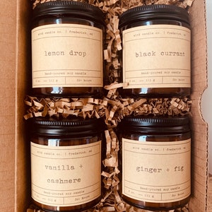 Candle Sampler Pack | 4 Scented Soy Candles | Handmade | Small Batch | Dye Free | Nontoxic | Gift Set | Eco-Friendly Vegan Cruelty-Free