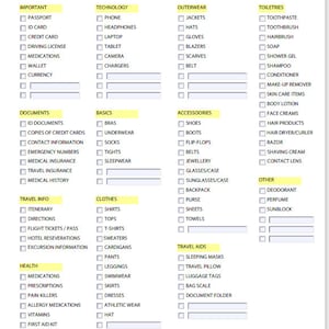 MY TRAVEL Checklist - Fillable PDF