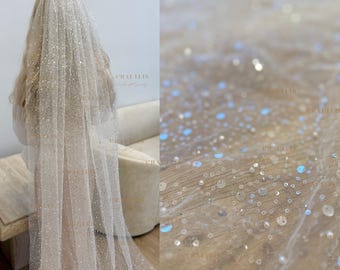 Sparkle Beaded Cathedral Veil: Long Sequined Bridal Veil