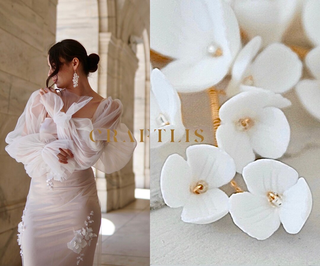 Floral Bridal Earrings, Wedding Earrings, Flower Jewelry, Earrings for  Bride, Dangle Earrings, Flower Drop Earrings -  Australia
