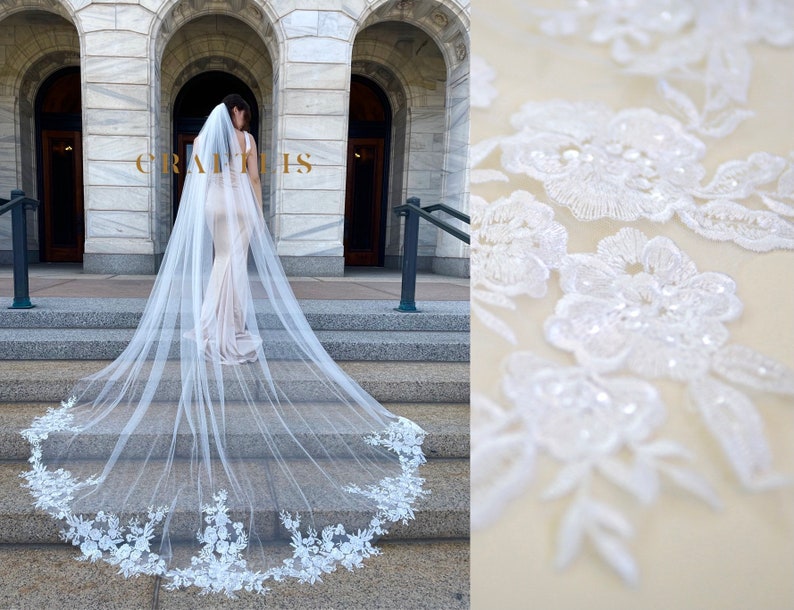 Cathedral veil Wedding veil Royal veil Bridal veil with image 1