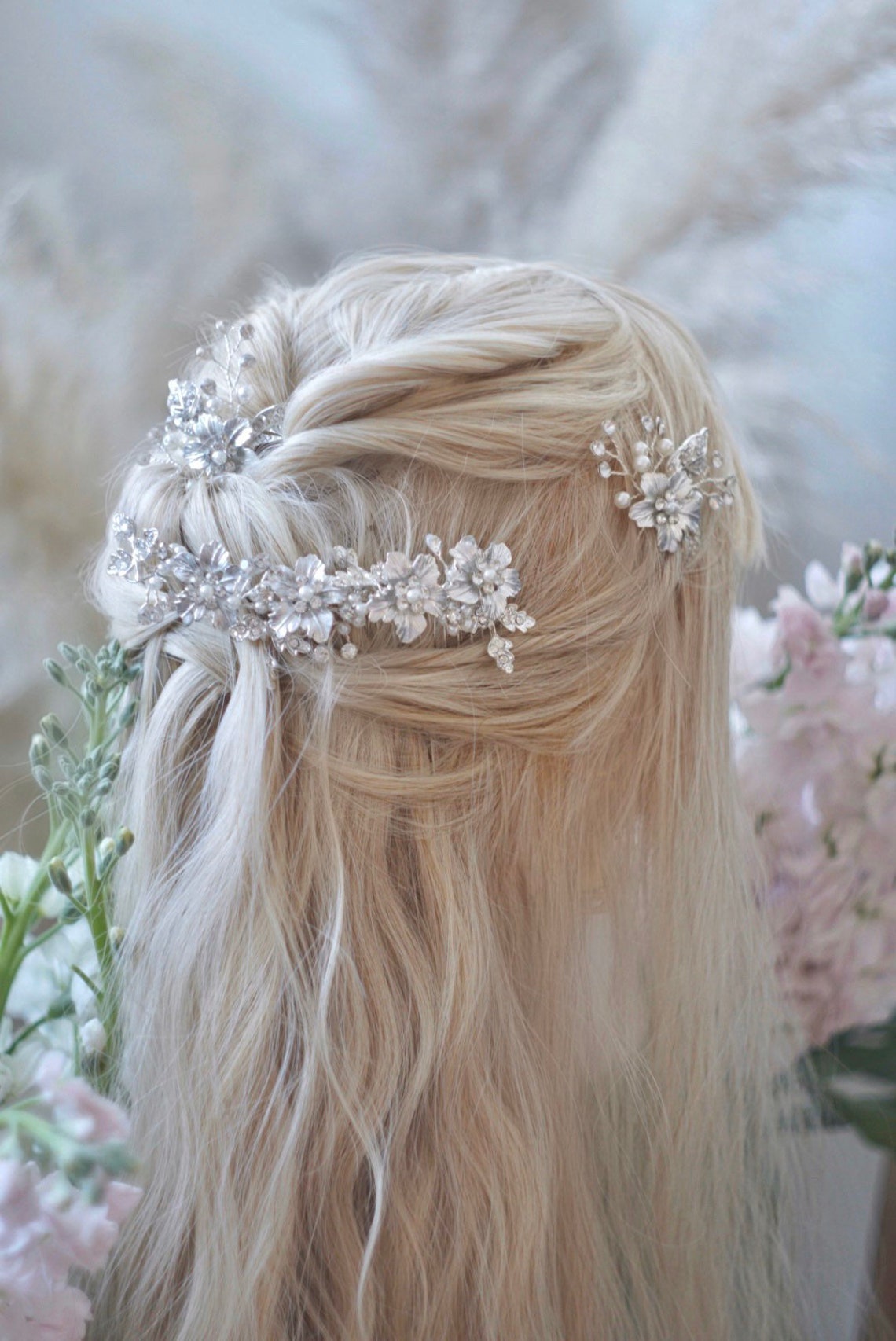 Silver Wedding Hair Accessory Bridal Hairpiece Silver Hair Etsy