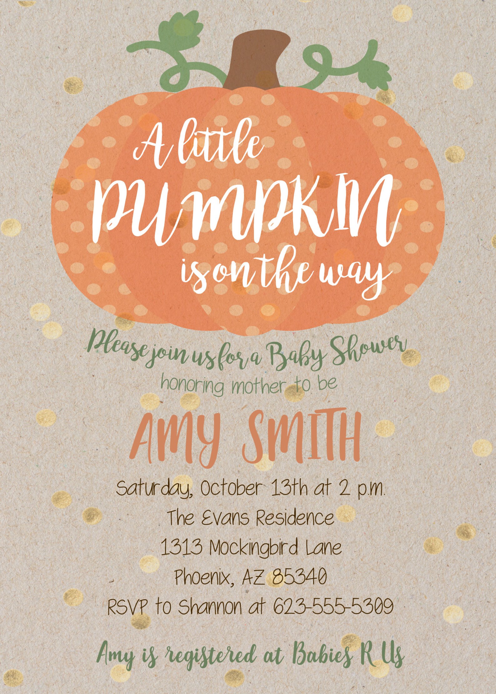 A Little Pumpkin Is On The Way Baby Shower Invitation DIGITAL Etsy