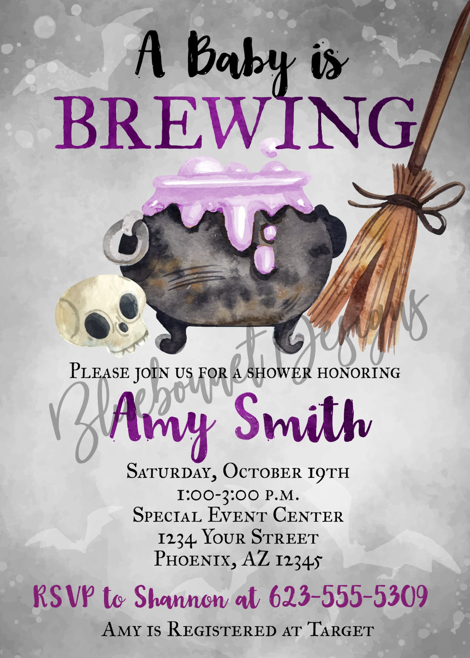 A Baby is Brewing Halloween Baby Shower Invitation Black Etsy
