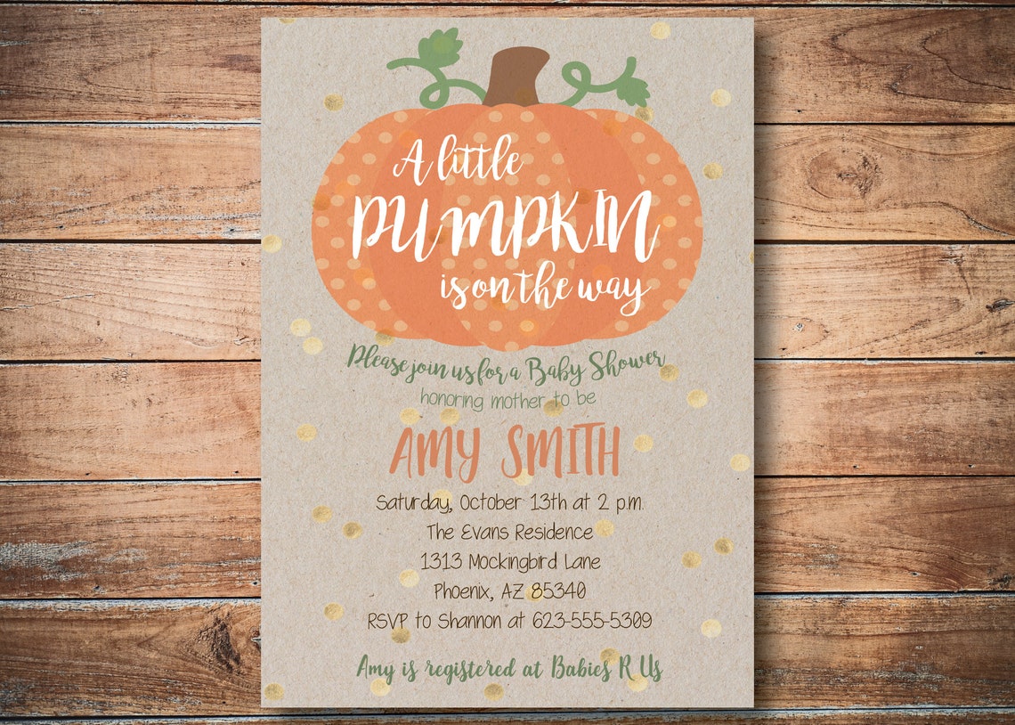 A Little Pumpkin Is On The Way Baby Shower Invitation DIGITAL Etsy