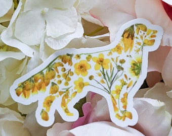 Pressed Flower Die Cut Vinyl Stickers | Golden Retriever Sticker | Dog Stickers | Cool Stickers | Laptop Sticker | Pressed Flower Stickers