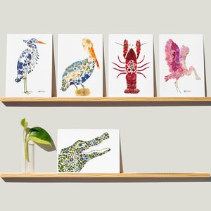 Southern Coast Blank Note Cards, Heron Card, Spoonbill Art, Gator Gift, Pelican Art, Crawfish, Louisiana Theme Gift, Texas Gifts