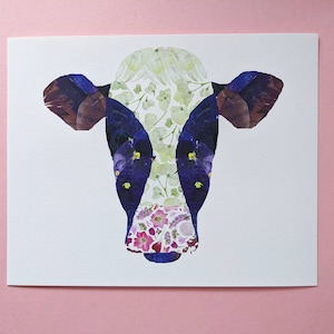 Cow Wall Art | Cows Nursery Print | Pressed Flower Art | Farm Animals | Farmhouse Decor | 8 by 10" Print