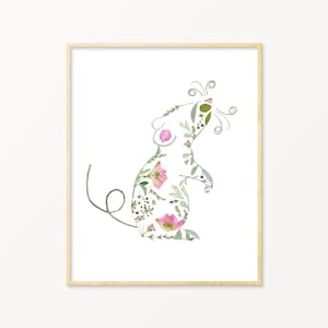 Mouse Art | Mice Print | Mouse Gift | Pressed Flower Art | Wall Art | Home Decor |