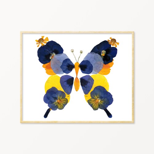 Pressed Flower Butterfly Print Etsy