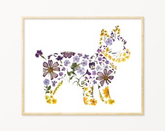 Pressed Flower Art Yorkie Print, Dog Mom Gift, Yorkie Gifts, Yorkshire Terrier