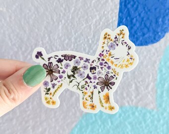 Yorkie Sticker, Yorkie Mom, Yorkie Gifts, Pressed Flower Waterproof Art Vinyl Sticker