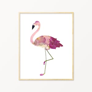 Pressed Flower Flamingo Print, Flamingos Gifts, Pink Nursery Wall Art, Flamingo Decor, Pink Botanical Prints