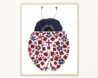 Pressed Flower Ladybug Art Print