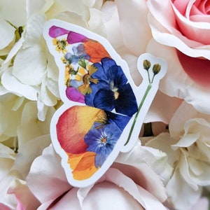 Pressed Flower Die Cut Vinyl Stickers | Butterfly Sticker | Butterflies Sticker | | Pressed Flower Stickers