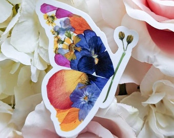 Pressed Flower Die Cut Vinyl Stickers | Butterfly Sticker | Butterflies Sticker | | Pressed Flower Stickers