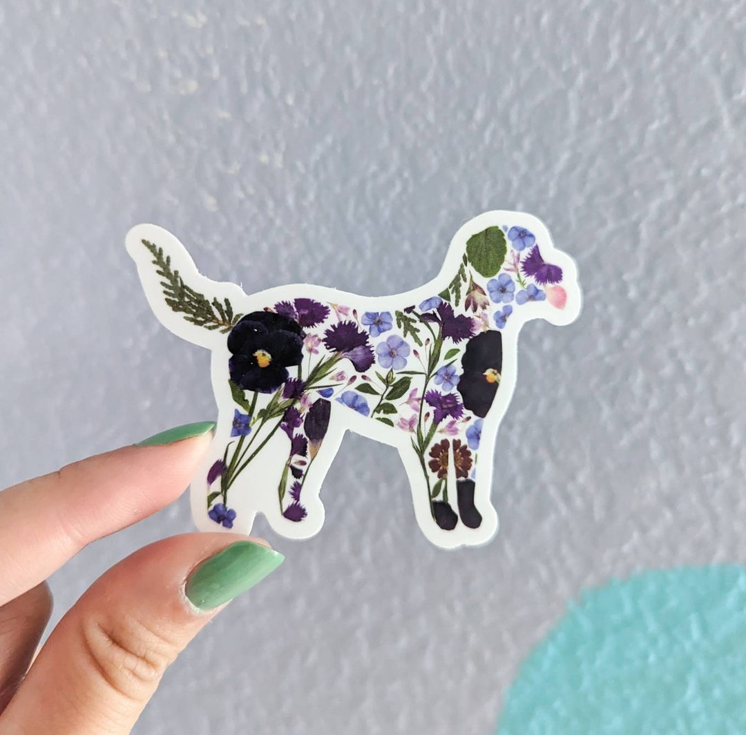 Pink Lab Stickers Lab Stickers, Labrador Retreiver, Pressed Flower Art Vinyl Sticker - Etsy