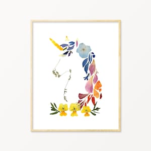 Unicorn Pressed Flower Art | Unicorn Nursery | Unicorn Gift | Unicorn Nursery Print |