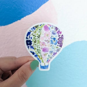 Hot Air Balloon Sticker, Pressed Flower Art Waterproof Vinyl Sticker