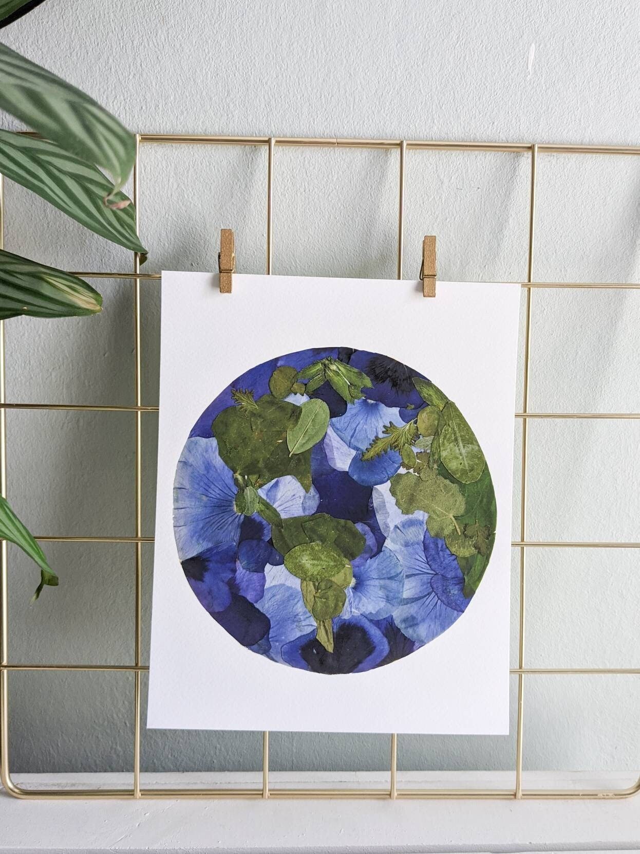 Earth Print | There is no Planet B | Pressed flower art Print