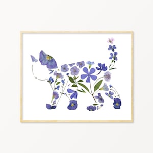 Cat Lover Gift, Black Cat Art Print, Crazy Cat Lady Gift, Pressed Flower Art,  Wall Art,  Home Decor,  Cat Print (&quot;Eris&quot;)