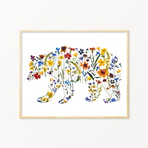 Pressed Flower Bear Art Print