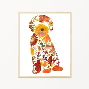 Cavapoo Goldendoodle Print, Labradoodle Gifts, Dog Mom Gift,  Pressed Flower Art Print