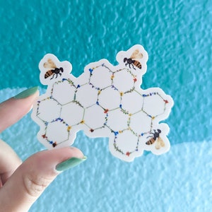 Bee Honeycomb Sticker, Pressed Flower Waterproof Vinyl Stickers