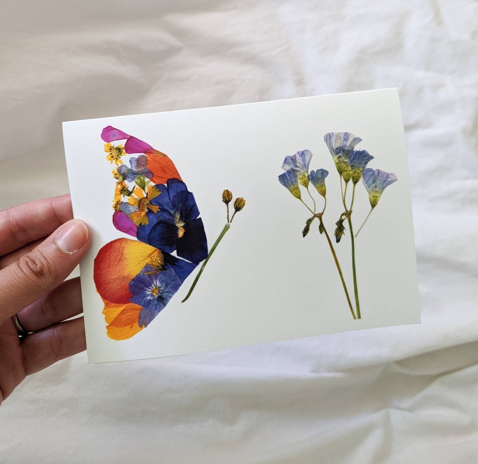 Pressed Flower Art Butterfly Greeting Cards, Botanical Floral ...