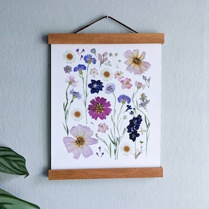 Pressed Flower Art Print | Herbarium | Dried Flower Art | Botanical Art | Floral Wall Art | "My Garden in May" Print