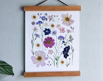 Pressed Flower Art Print | Herbarium | Dried Flower Art | Botanical Art | Floral Wall Art | "My Garden in May" Print