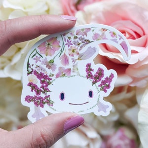 Axolotl Sticker | Pressed Flower Art | Axolotl Art | Axolotls | Vinyl Sticker