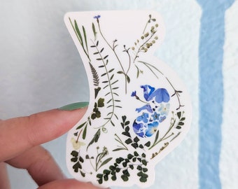Pregnancy Art Sticker, Midwife gifts, Obgyn gifts, Pressed Flower Art Waterproof Vinyl Sticker