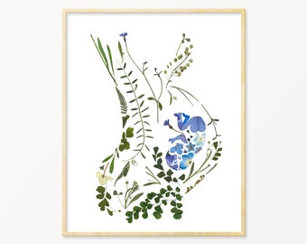 Pregnancy Art, Pressed flower PRINT, Pregnancy Gift, Doula Gift, Midwife Gift