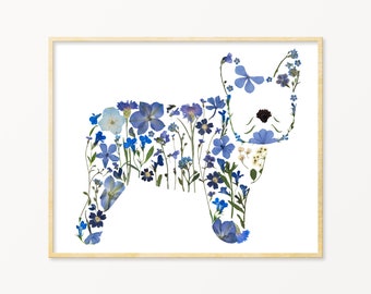 French Bulldog Pressed Flower Art Print, Frenchie Mom Gifts, French Bulldogs Wall Art, French Bulldog Gifts, Dog Mom Gift