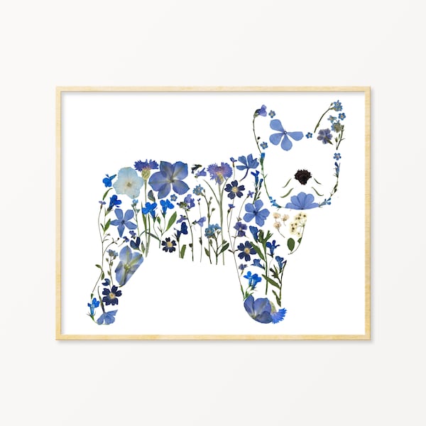 French Bulldog Pressed Flower Art Print, Frenchie Mom Gifts, French Bulldogs Wall Art, French Bulldog Gifts, Dog Mom Gift