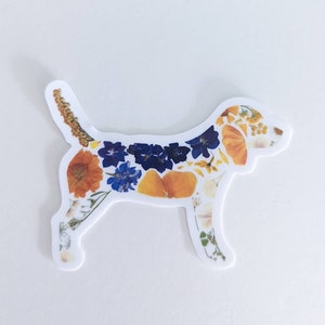 Beagle Sticker, Beagle Gifts, Pressed Flower Art Vinyl Sticker