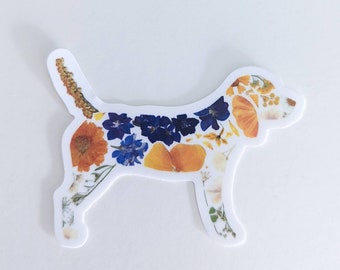 Beagle Sticker, Beagle Gifts, Pressed Flower Art Vinyl Sticker