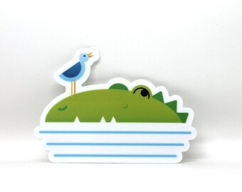 Large vinyl sticker: Crocodilly the crocodile