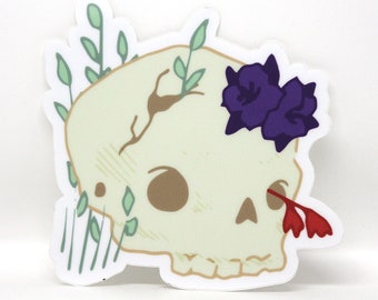 Large vinyl sticker: skull with plants