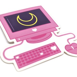 Cute Crescent Computer Vinyl Sticker