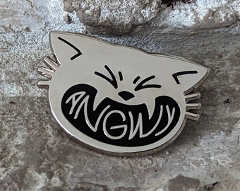 ANGWY Cat Silver Hard Enamel Pin | 1.25" pin